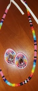 Necklace and earrings beaded set